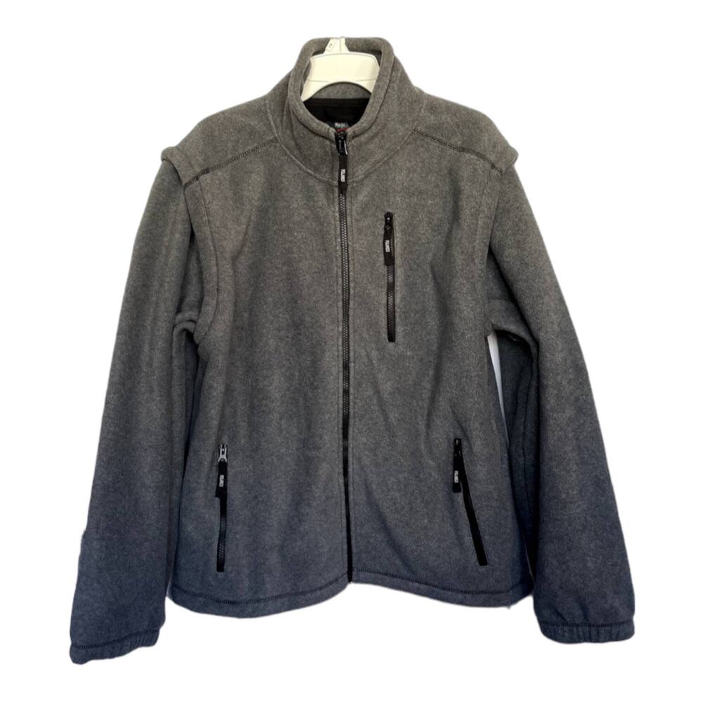 SKU 1541 Polarex Extreme Men's Gray Fleece Convertible Jacket Vest Size Medium